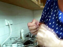Old busty grandma riding his hard dick