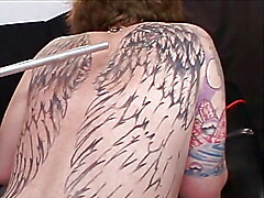 Red head scooter tramp peirced nipple tattoo bitch bondage electro shock dick fucked freckled slut